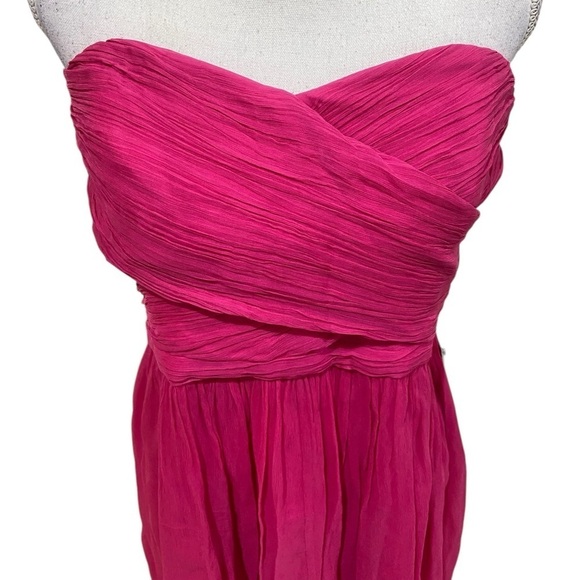 NWT J Crew hot fuchsia pink 100% silk lined strapless mini dress full skirt 16 - Picture 4 of 12